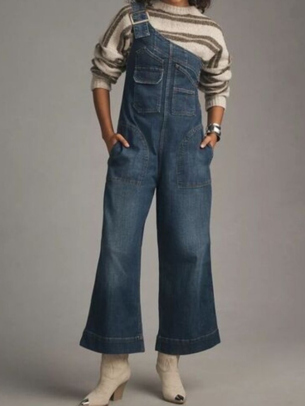 Pilcro One Shoulder Denim Utility Ovetalls Size XS.